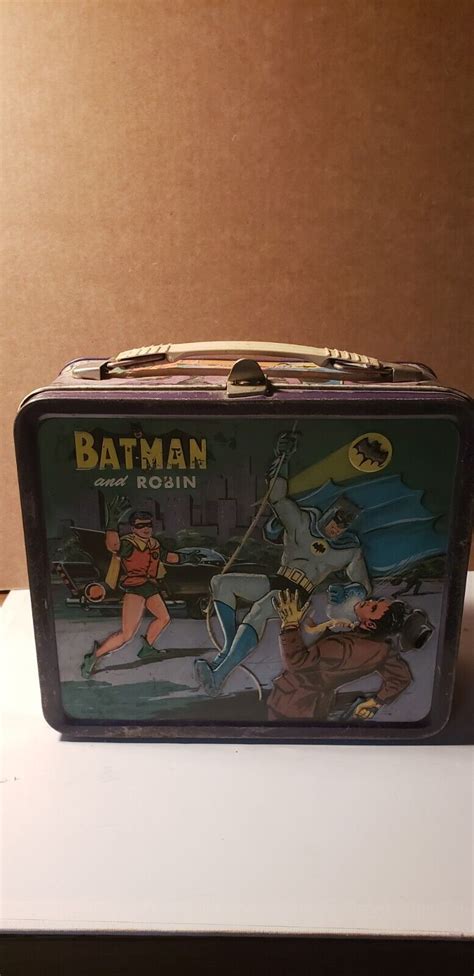 batman open top metal lunch box|1966 Batman lunch box.